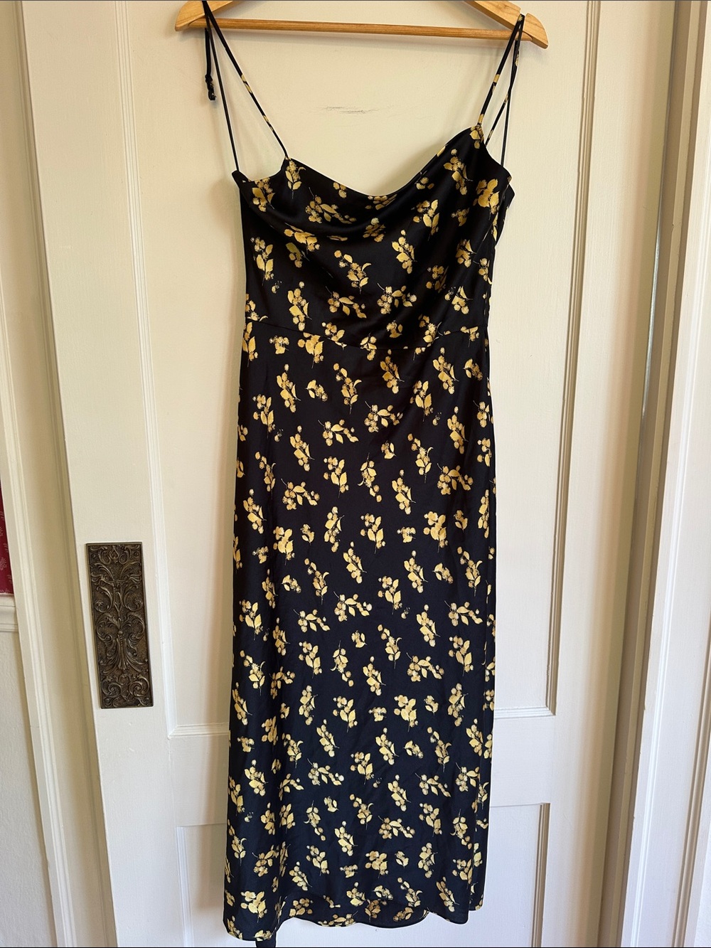 Vince Black and Gold Floral Slip Dress